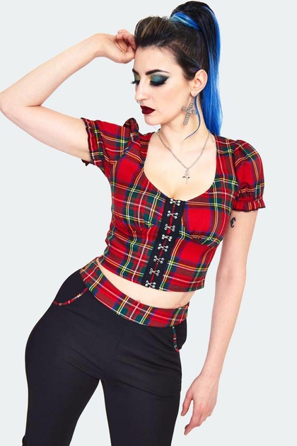 Crop Top Gothique Punk Rock Jawbreaker Tartan Ecossais Vêtements